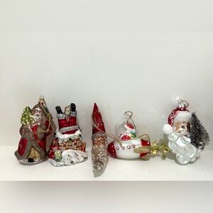 POTTERY BARN VINTAGE INSPIRED SANTA ORNAMENTS